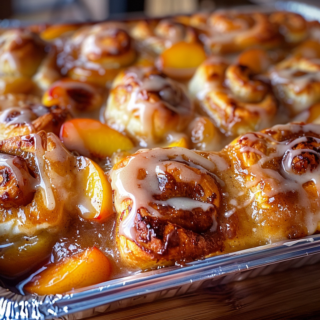 Cinnamon Roll Peach Cobbler